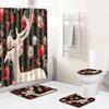 Christmas Shower Curtain Floor Mat Combination Four-Piece Set Bathroom Toilet Carpet Shower Room Mat Foot Mat