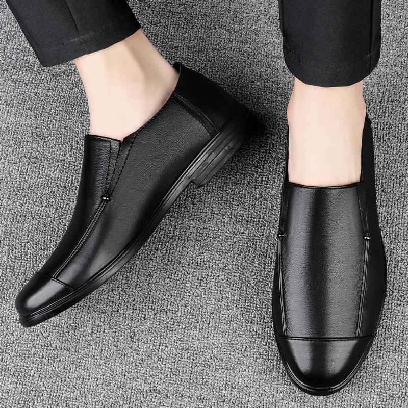 Classic Brand British Style Brown Men's Flat Shoes Office Men's Business Shoes Daily Commuting Men's Leather Casual Shoes