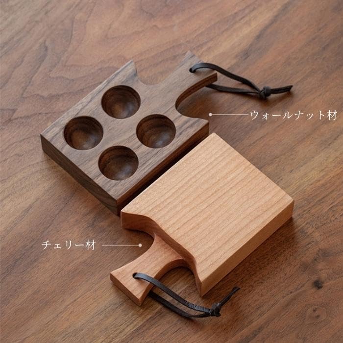 HOSHINOTORI Egg Holder, Solid Wood, Natural Wood, with Handle, Egg Tray, Egg Stand, Egg Holder, Egg Cup, Egg Storage, Stylish, Cute, Nordic Style, for