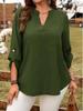 2025 Plus Size Women's V-Neck Button Top - European/American Spring & Autumn Fashion