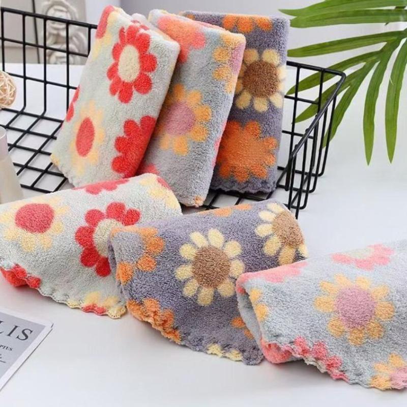 4 szt. Ściereczki do czyszczenia kuchni Miękkie chłonne ścierki Koralowy polar Słonecznik Ściereczka do wycierania Ściereczki Ściereczka do czyszczenia gospodarstwa domowego 30X30Cm