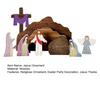 9Pcs/Set Empty Tomb Jesus Decoration Easter He Is Risen Wooden Table Sign Home Office Tabletop Resurrection Scene Christian Religious Ornament
