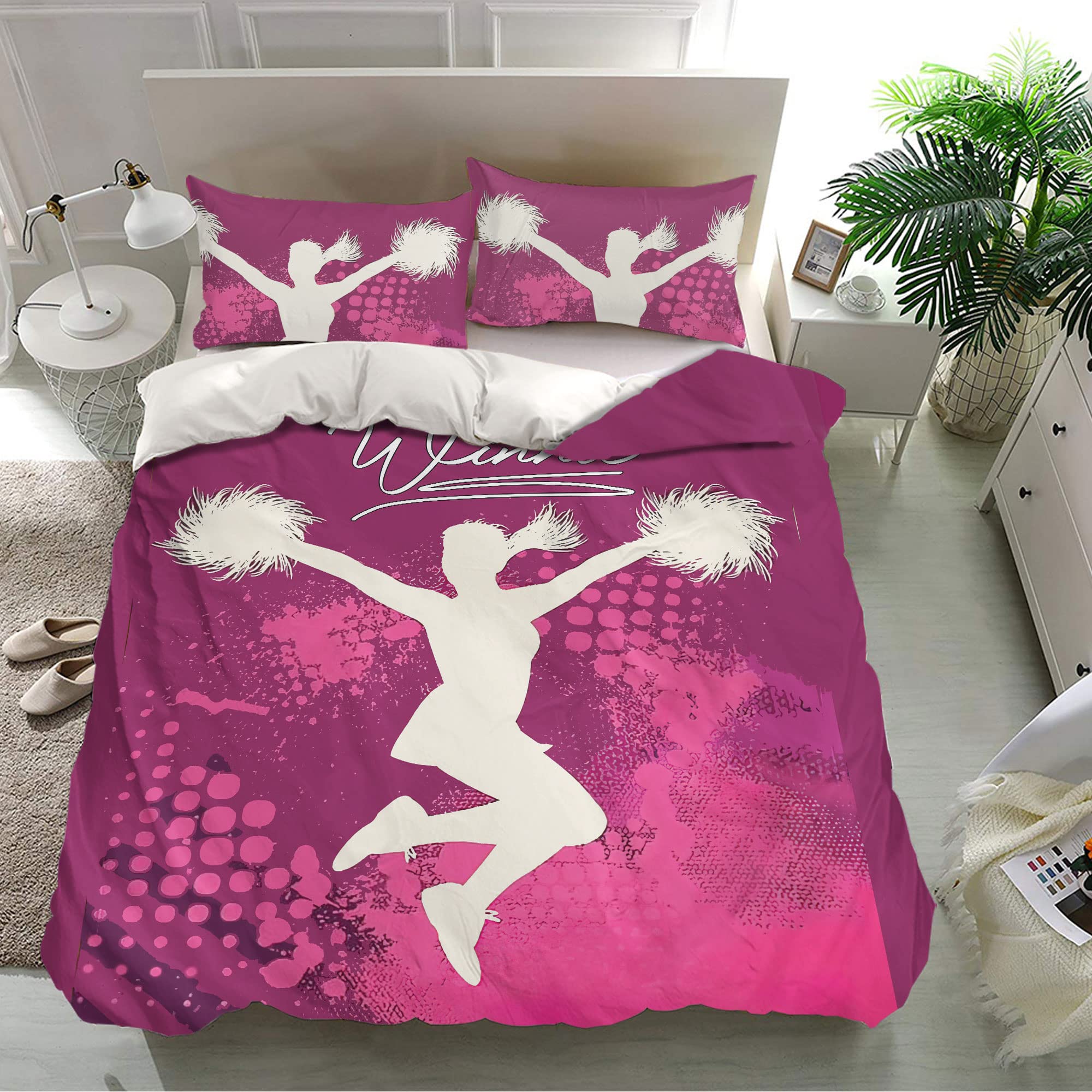 

Love Gymnastics Bedding Duvet Cover Set Full Size Ballet Bedding Set Girls Daughter Kids Dance Lovers Comforter Cover Set EU Single(135x200cm)