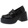 British style platform single shoes square heel high heel small leather shoes women's spring and autumn with skirt retro heightening thick heel loafer