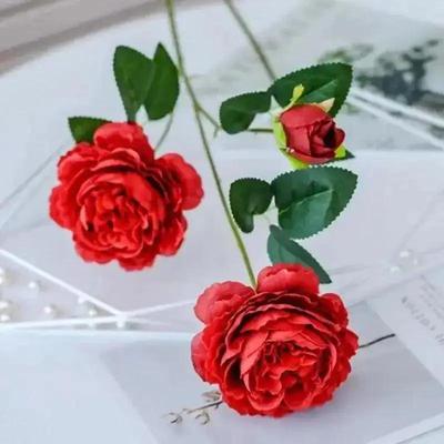 3 Köpfe Neue Rose Party Hotel Dekoration Schöne Künstliche Pfingstrose Praktisch Hochzeit Braut Hält Blumen Haushaltsornament