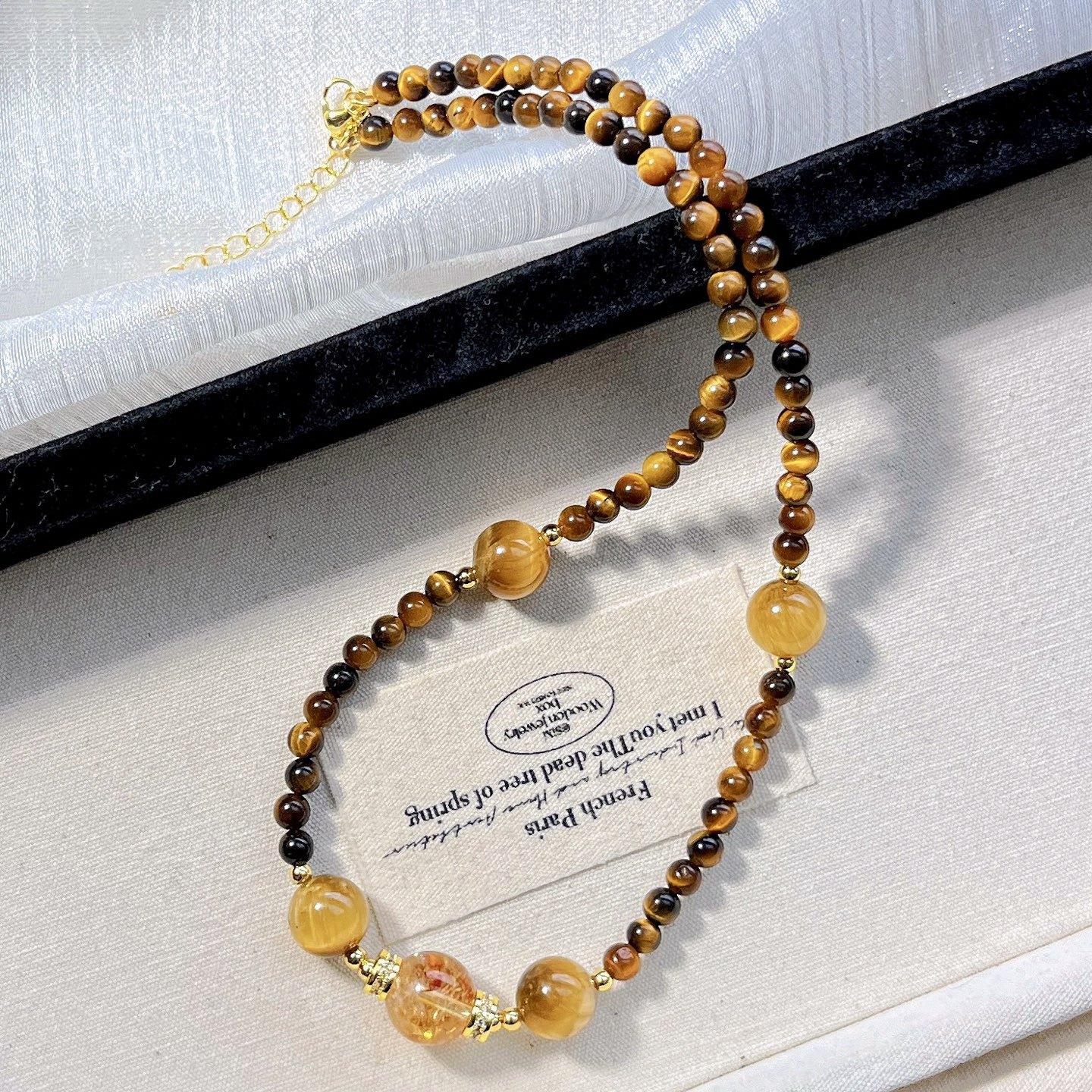 Ancient High-Quality High-Gloss Faux Crystal Pearl Morandi Mixed Color Candy Necklace Collarbone Chain