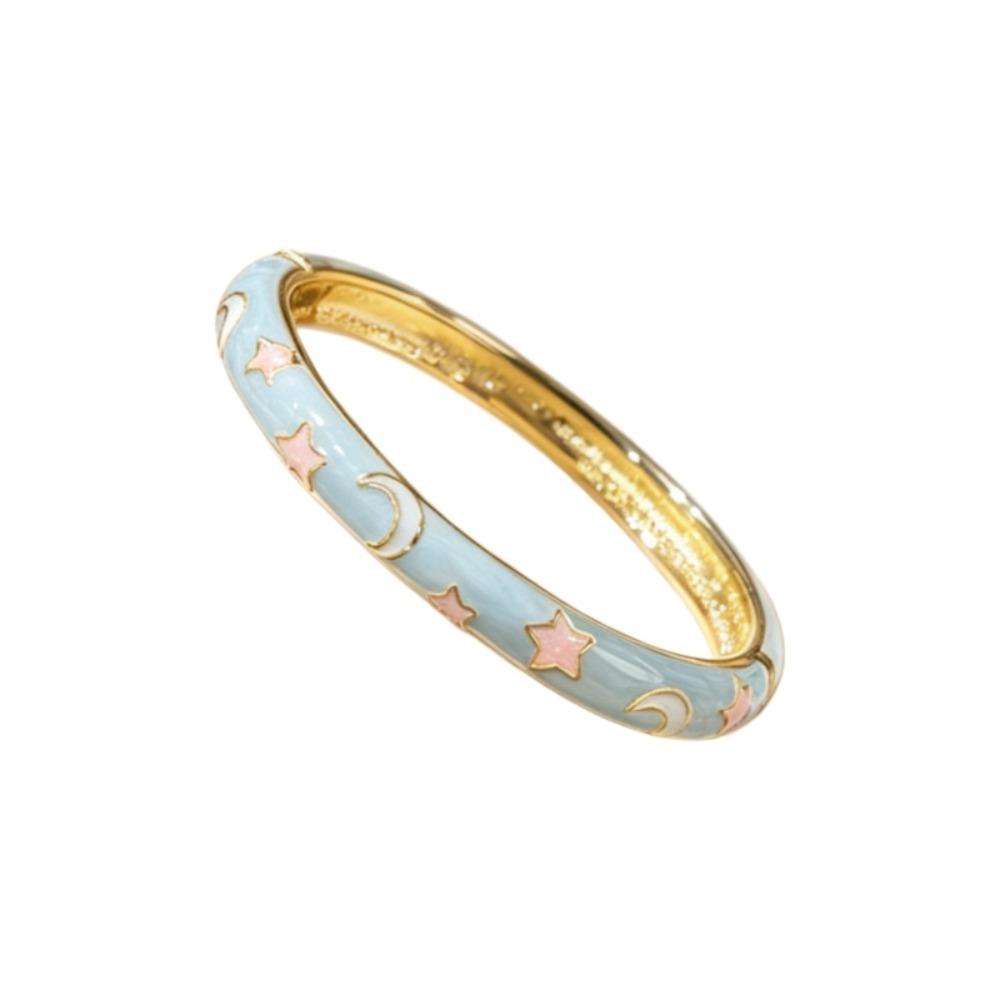 Stars Moon Rainbow Vintage Cloisonne Bangle Enamel Women s Hand Bracelet Stars Moon Bangle Girls StyleA Blue