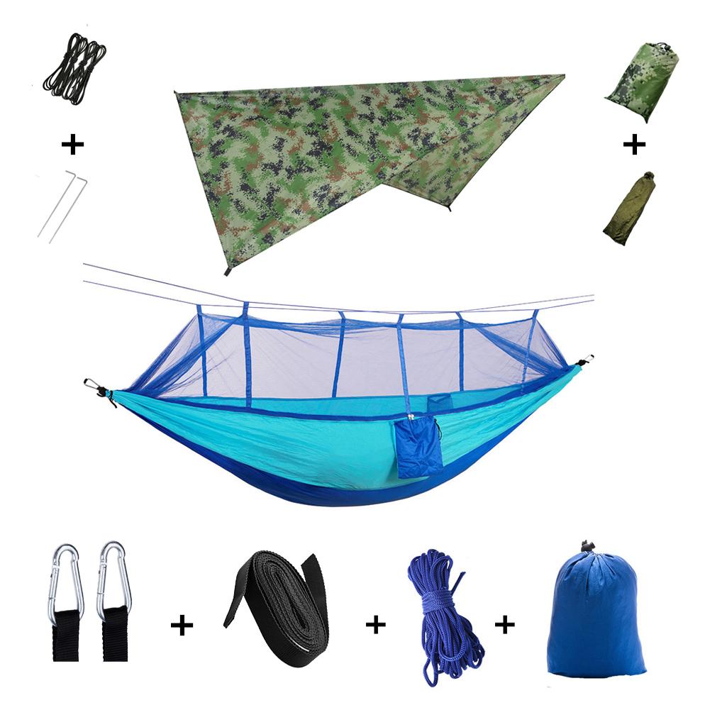 Anti Outdoor Camping Hammock With Mosquito Net And Rain Tent Equipment Supplies Shelters Camp Bed Survival Portable Hammock Soft and Comfortable