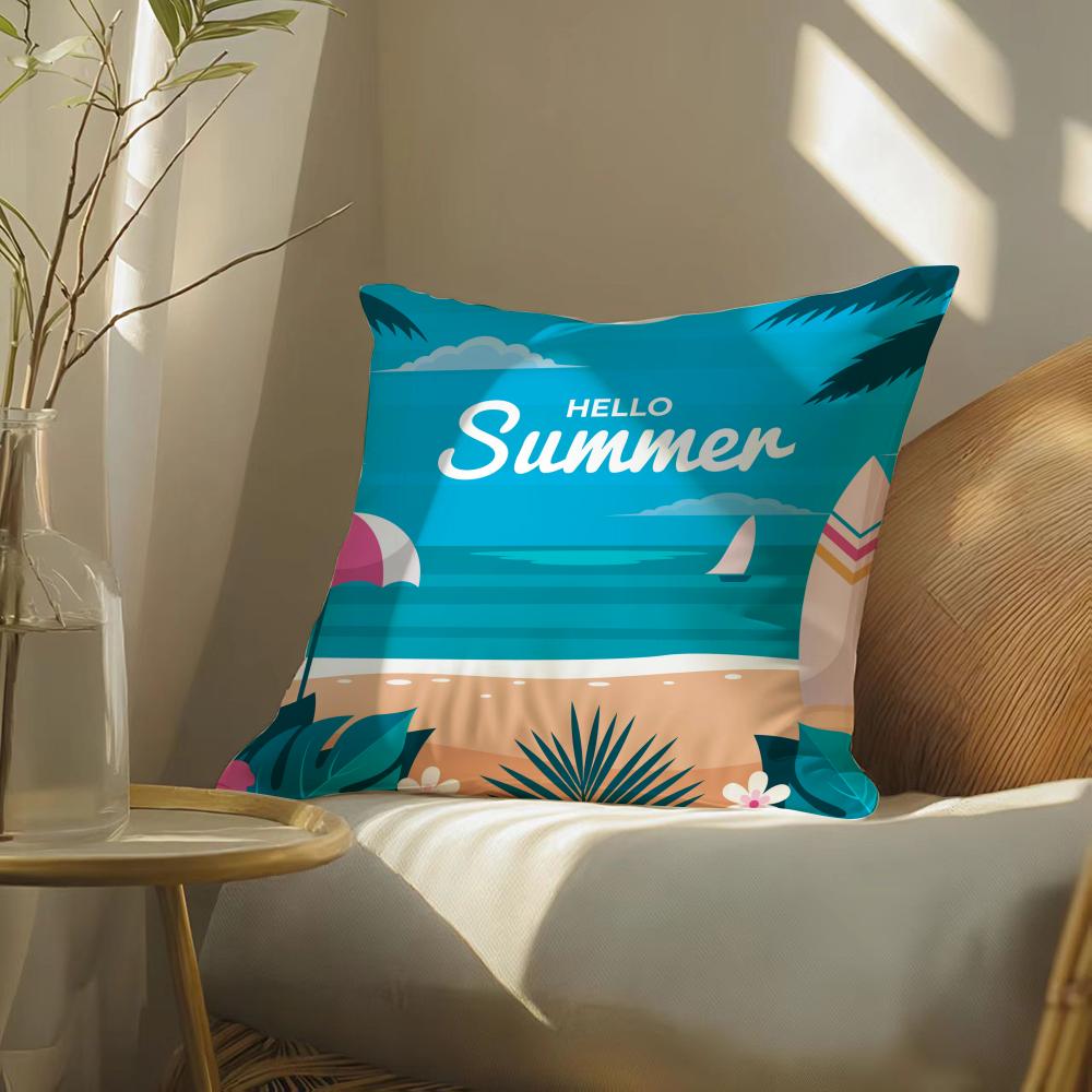 Summer Cushion Cover Soft Short Plush Pillow Cover Smooth Cozy Texture Aesthetic Cushion Case Home Decor