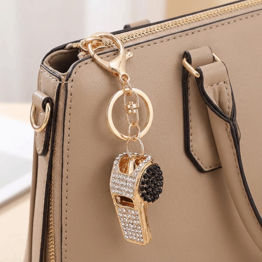Luxury Rhinestones Whistle Keychain Creative Shining Whistle Pendant  Bag Ornament