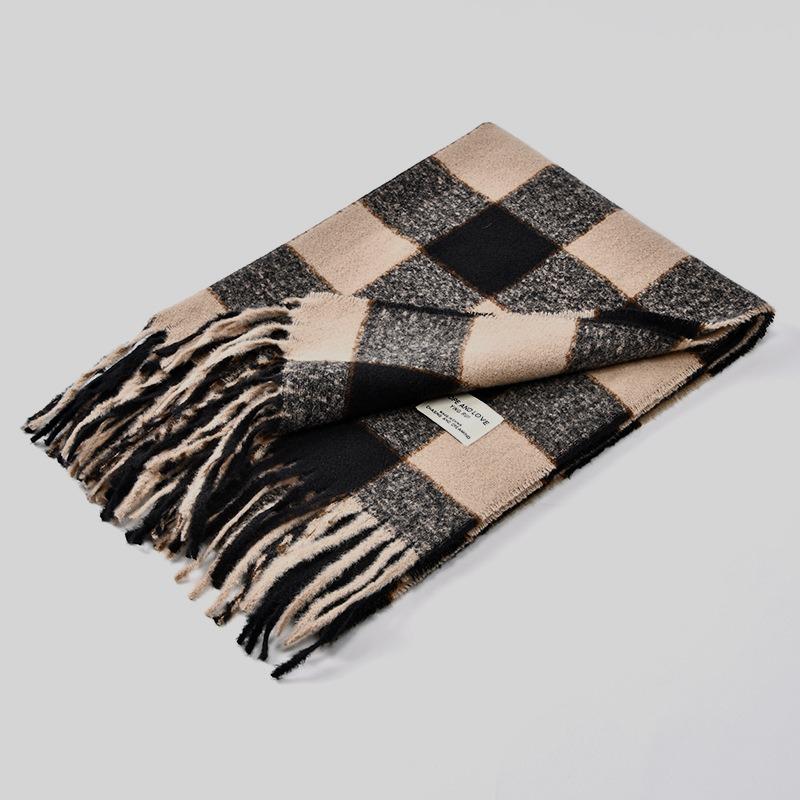 Imitation cashmere scarf women's fashion autumn and winter high-end plaid scarf new men's scarf shawl