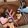 Heart Keying Creative Car Key Chain Lovely Bear Keychain Bag Charm Phone Keychain Woven Rope Pendant Bag Decorations