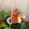 Lifelike Squirrel Tire Swing Weatherproof Resin Squirrel Figurine  Home Courtyard