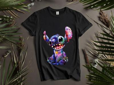 Stitch Blije Gezicht Poster T-shirt T-shirt Heren Dames Unisex T-shirt K1009