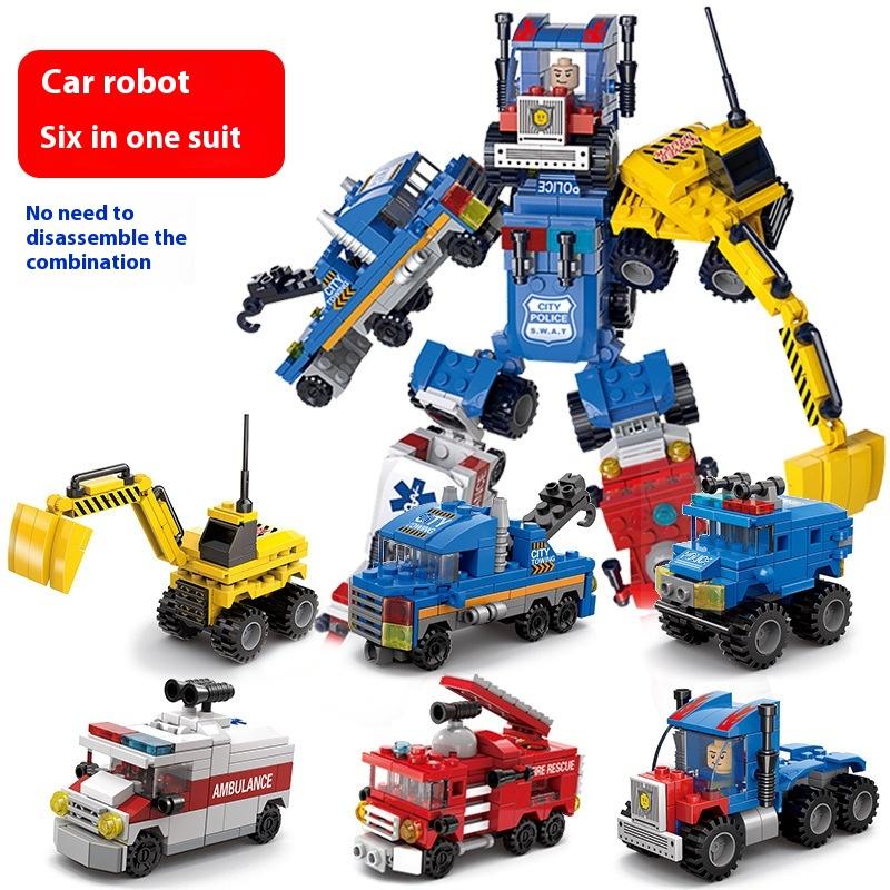 Truck Building Blocks Car Robot Deformation Small Particles Children's Educational Assembly Toys