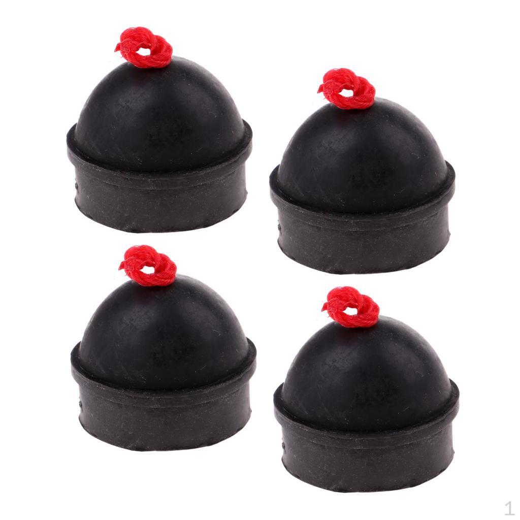 

4x Pool Snooker Billiard Cue Table Chalk Holder Black Rubber with String Attachment