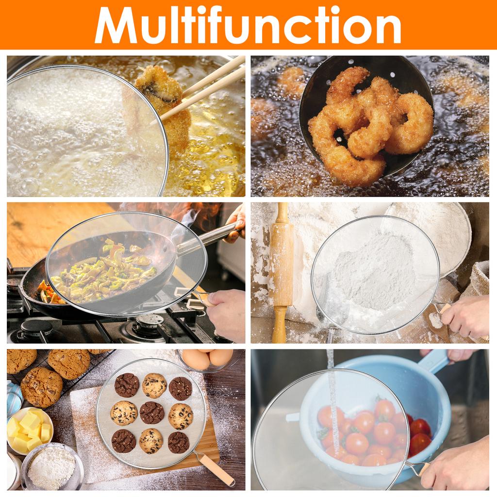 3 Stück Fettspritzschutz für Bratpfanne Feinmaschiges Ölspritzschutzgitter Verhindert Heißölnetz Spritzschutz Kochwerkzeuge Küche