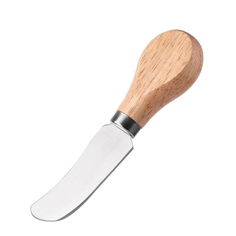 Household Steel Stainless Cheese Butter Knives with Wooden Handle Cheese Slicer Cutter Spatula Fork Kitchen Cooking Baking Tool