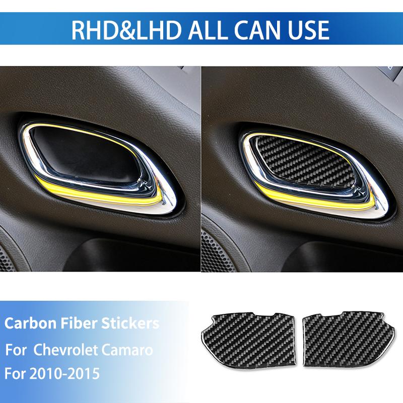 

Внутренняя дверная ручка из углеродного волокна, крышка чаши, аксессуары, стильное украшение для Chevrolet Camaro 2010 2011 2012 2013 2014 чёрный