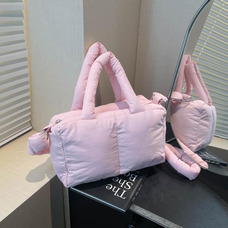 

Сумка-тоут через плечо с хлопковым наполнителем, модная универсальная сумка из легкой мягкой пуховой ткани