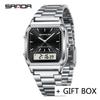 SANDA Men Watch Military Sport Quartz Digital LED Wristwatch Top Brand Luxury Stopwatch Waterproof Male Electronic Clock 747