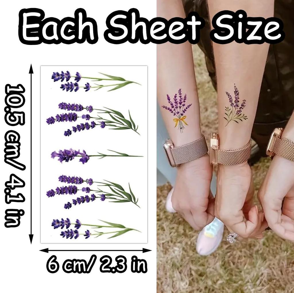 S.A.V.I Temporary Tattoos for Women & Girls | 5 Sheets | Watercolor Butterfly, Feather, Lavender & Fairy Designs | 10.5x6cm | Long-Lasting, Waterpro