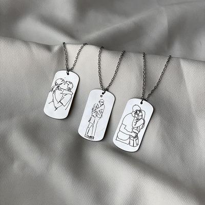 Laser Engraved Necklace Alloy Jewelry Female Couple Pendant Anime Cartoon Light Luxury Sweater Chain