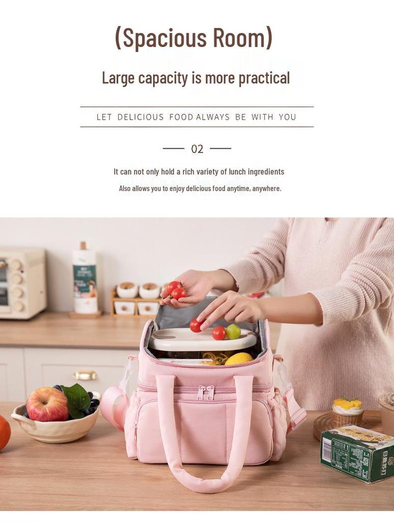 Borsa Termica Doppia Strato Imbottita Trapuntata da Donna per Lavoro Pendolarismo Bento