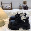 Big Head Lace-up Small Leather Shoes Female Spring and Fall Bai Ride Retro Heightening Thick Bottom Single Shoes Female Fashion Women Shoes