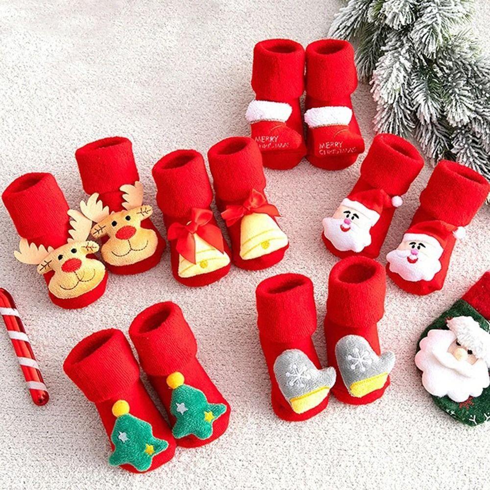 Tree Santa Claus Thicken Kids Cotton Socks Infant Short Socks Baby Christmas Socks Floor Socks