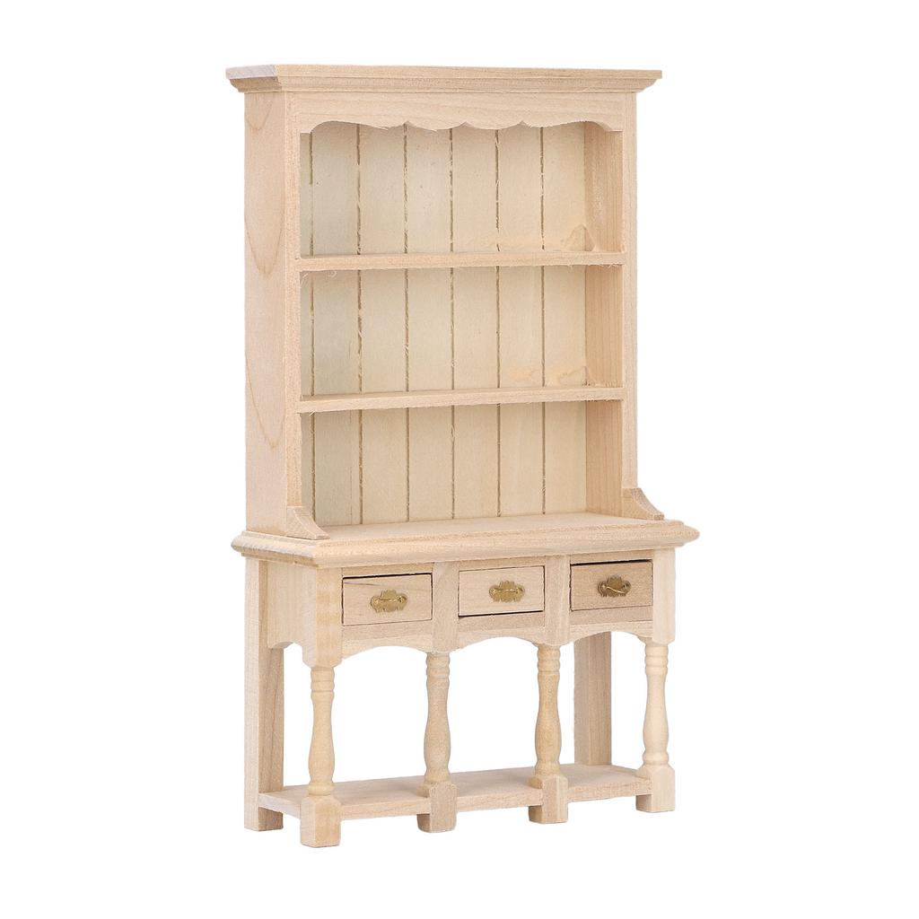 Dollhouse Bookshelf 1 12 Scale 3 Layer Drawer Design Classic Pure Colors DIY Coloring Miniature Bookcase for Gift
