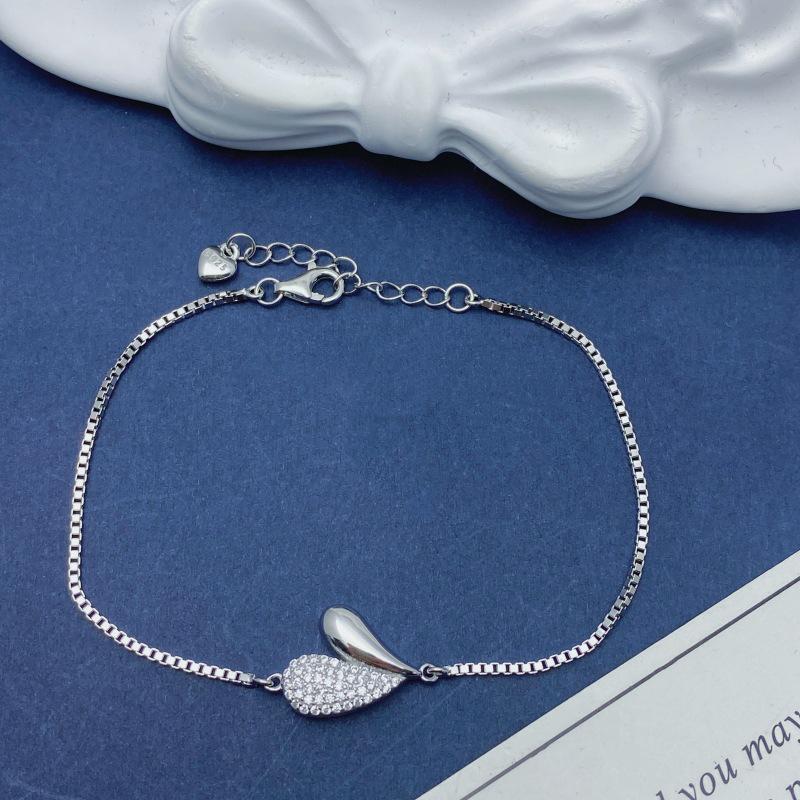 S925 Sterling Silver Heart Zircon Bracelet: Elegant, Versatile Gift for Best Friends S925 Silver