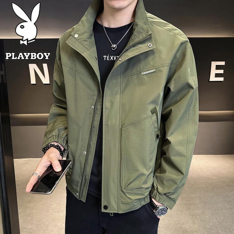 Playboy Men's Casual Stand Collar Windbreaker Jacket