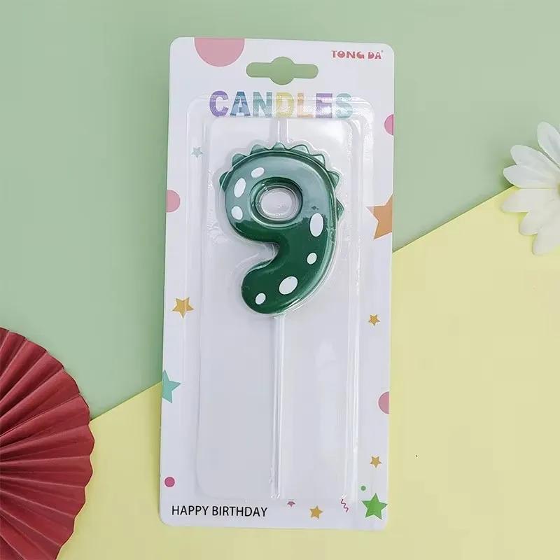 Green Dinosaur 1 3 4 5 6 7 8 9 0 Number Birthday Candle Boy Dinosaur Cake Number Candles Party Celebration Cute Decoration Boy
