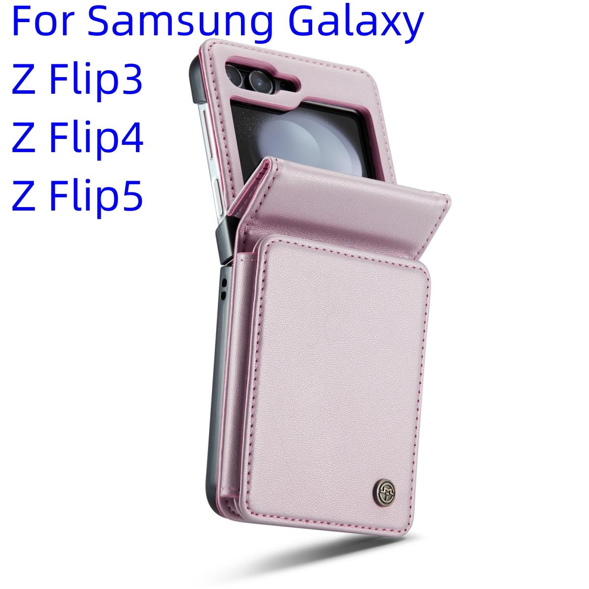 

Для Samsung Z Flip5 Flip4 Flip3 Кошелек премиум-класса из искусственной кожи с блокировкой RFID и 4 слотами для карт Прочная подставка ручной работы и процесс двойного складывания