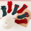 2 Paar Klassische Kniehohe Socken Weihnachten Thema Socken mit Schleifchen Dekoration für Baby Mädchen 2024 Neujahrsgeschenk
