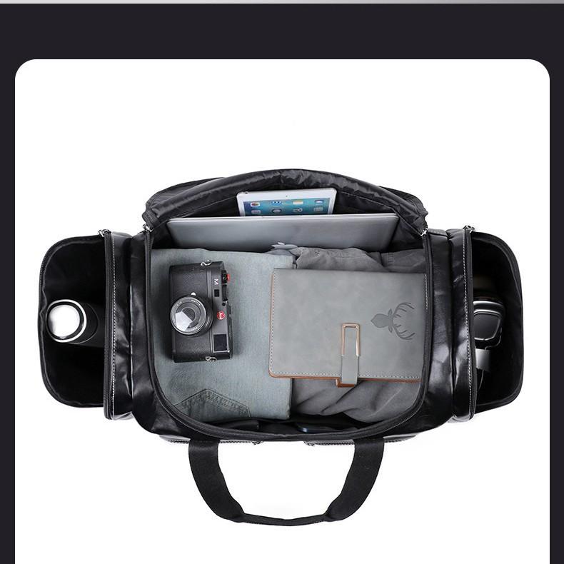 Large Capacity Leather Travel Bag Unisex Duffel Bag With Shoe Compartment Multifunctional Fitness Sports Bag