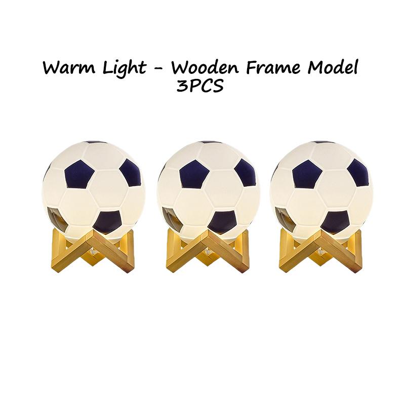 LED-fotbollsnattlampa massivt trä glas litet bordsljus Fjärrkontroll Dimning vid sängkanten sovrum Studiedekoration nattlampa