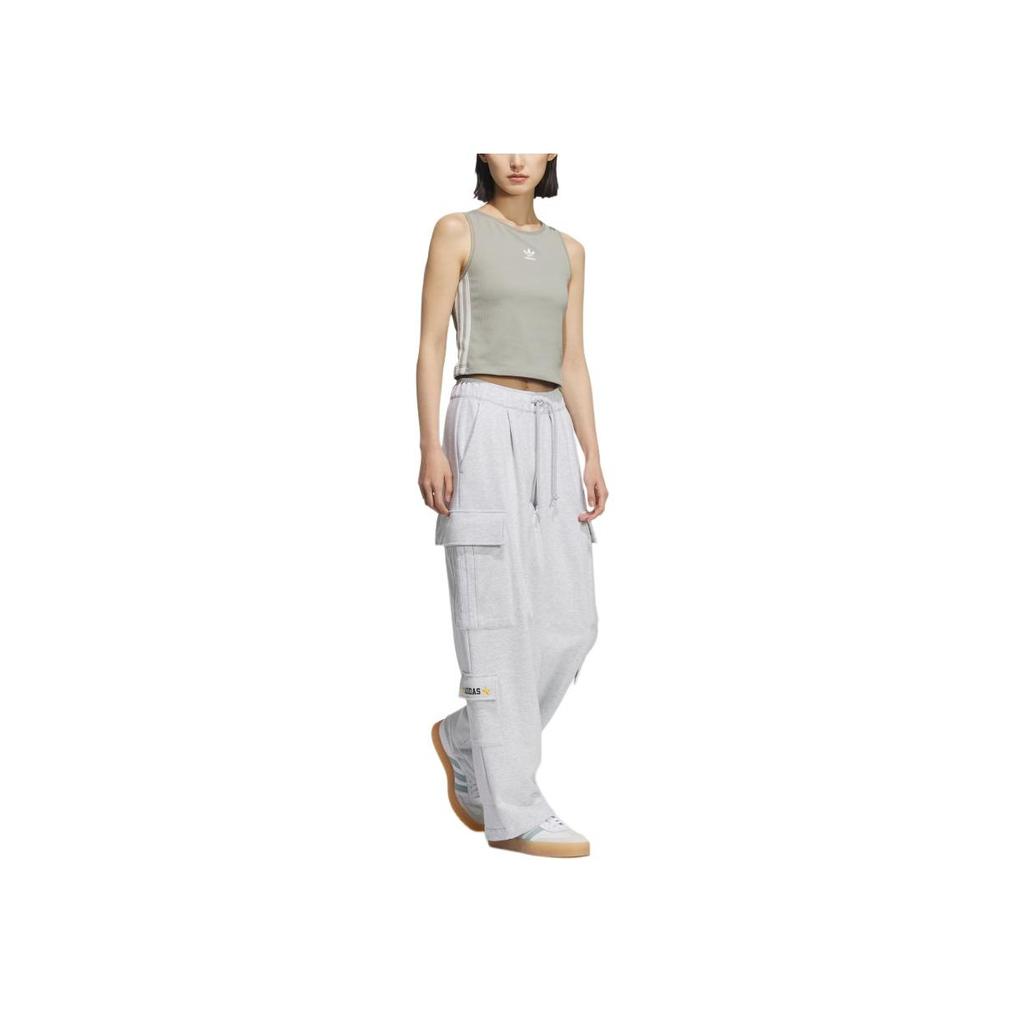 Adidas Originals 3-Stripes Top Padded Tank Fashion Casual Striped Sleeveless Sports Vest Women Tops Pebble-Grey KB6419