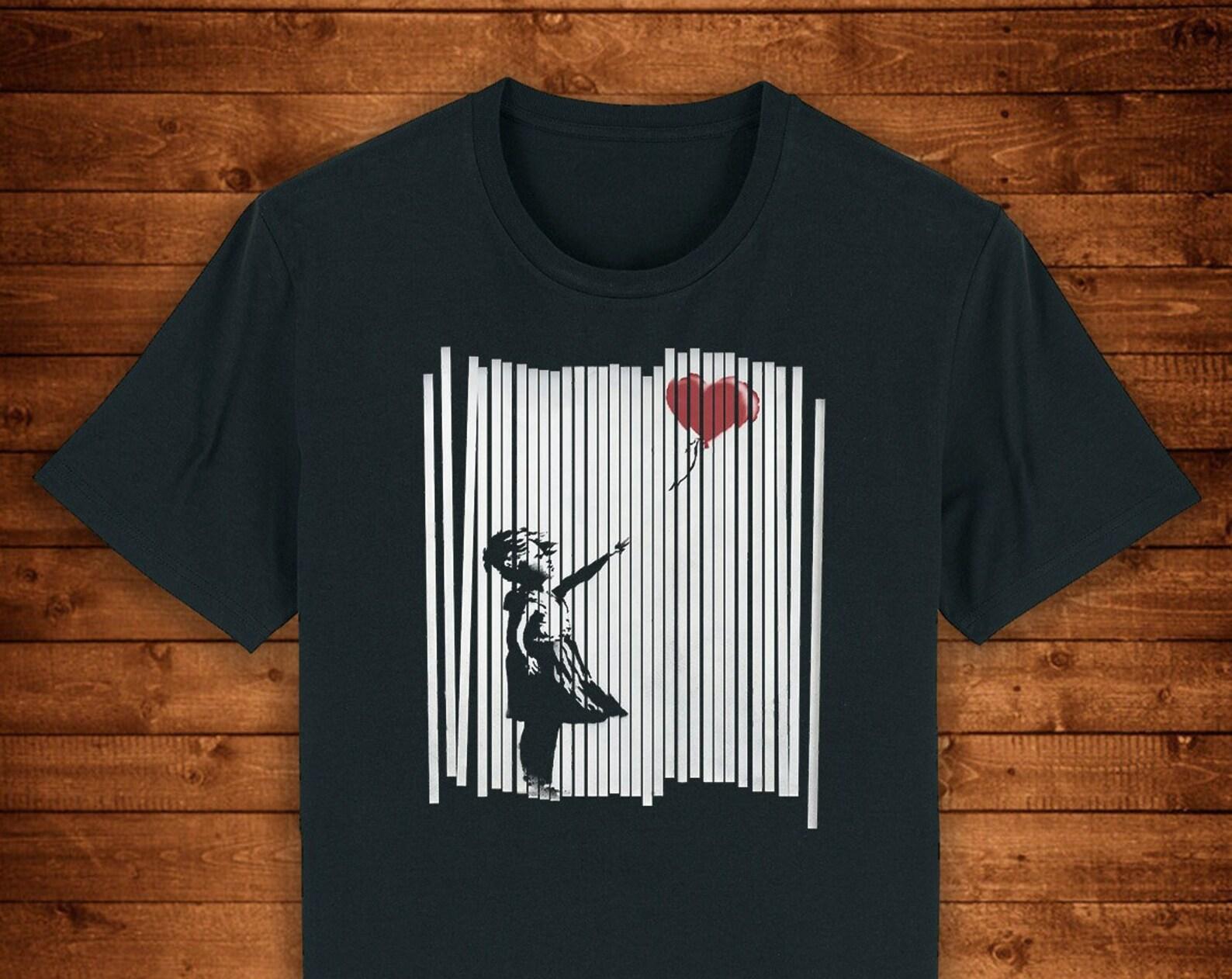 Banksy Girl with Balloon Organic Cotton T shirt: Urban Street Art M