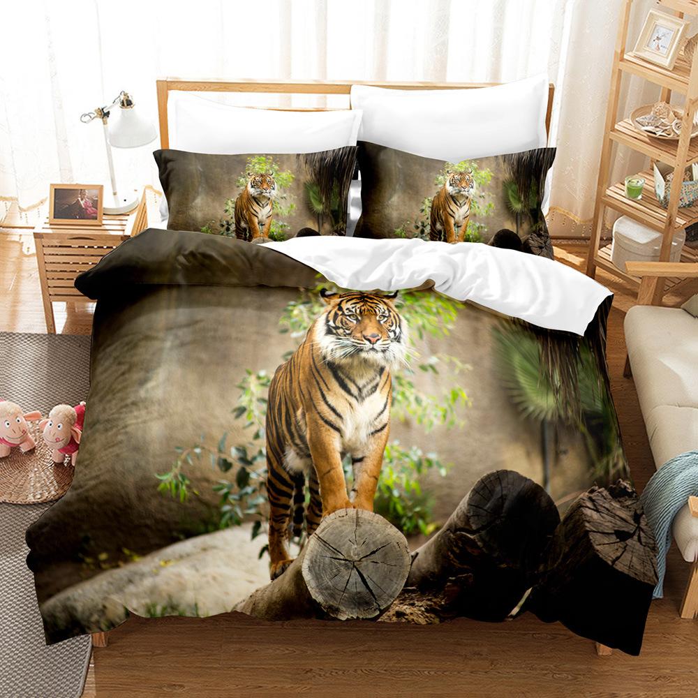 3D Digital Printing Three-Piece Set, Chinese Tiger Picture 3D Digital Printing Bedding Kit
