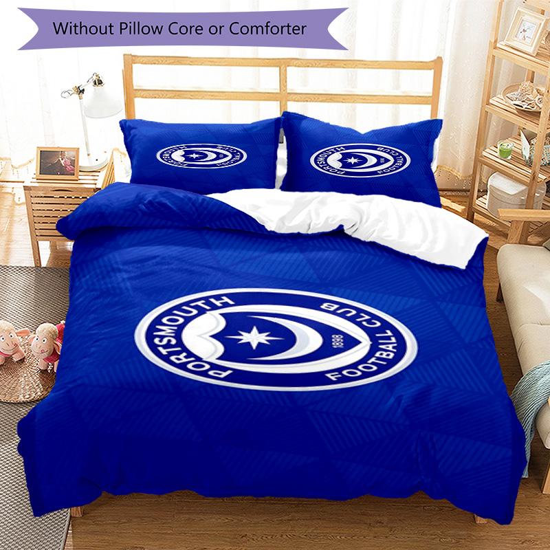 Set Copripiumino Stampato Portsmouth F.C. – include 1 copripiumino e 2 federe coordinate Decorazione per la camera da letto Regali di Natale