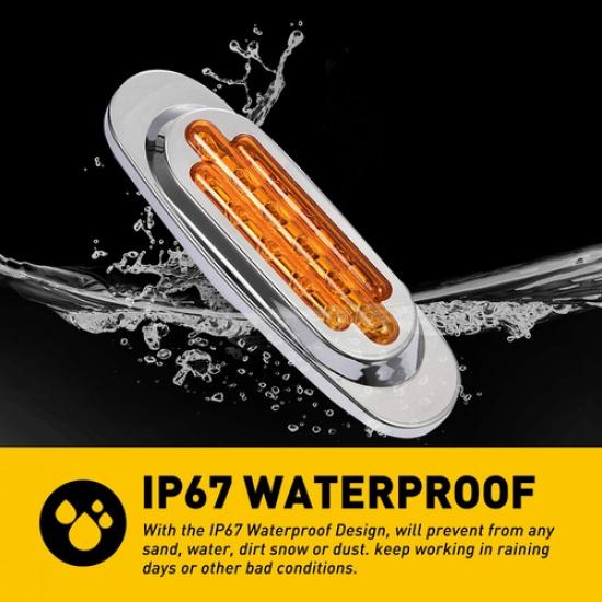 16 Amber LED Lamp Marker Side Clearance Trailer Truck Chrome Light Lorry Lamp