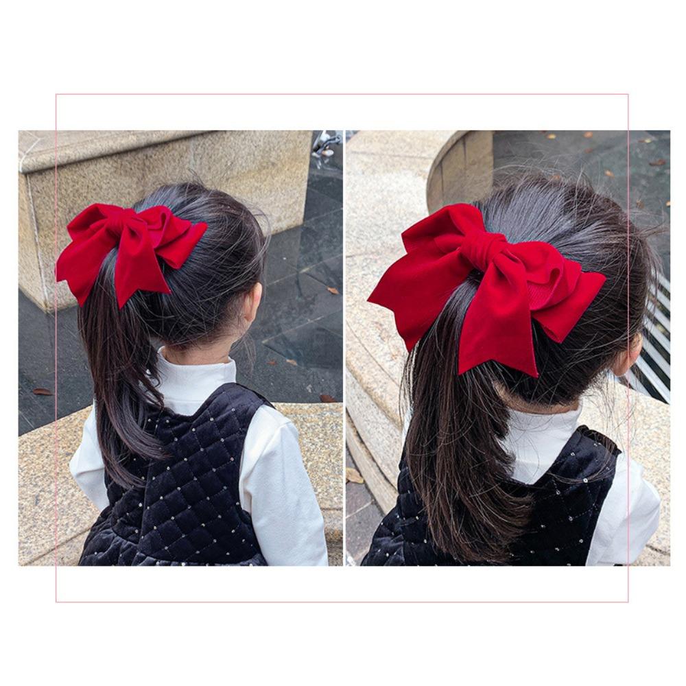 Headwear Red Bow Hair Clips Exquisite Tassels Pearl Barrettes Shiny Ribbon Hairpin  Girl
