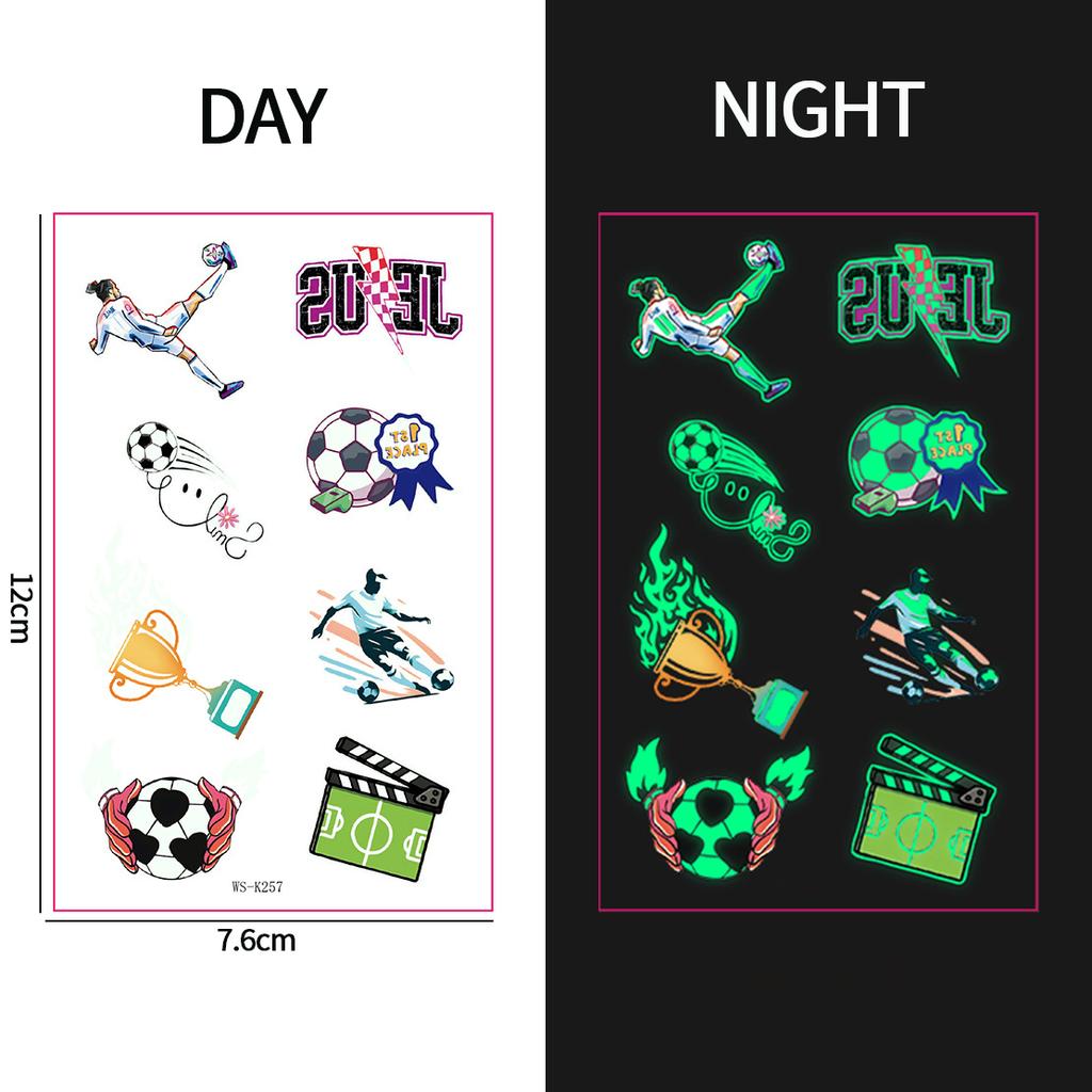 Sports Theme Tattoo Sticker Football Game Fans Luminous Temporary Tattoo Stickers Waterproof Party Makeup Face Stickers