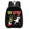 Colorful Number 67 Print Square Front Pocket Backpack Large Capacity for Boy/Girls Best Gift 2D Cartoon Children's School Bag