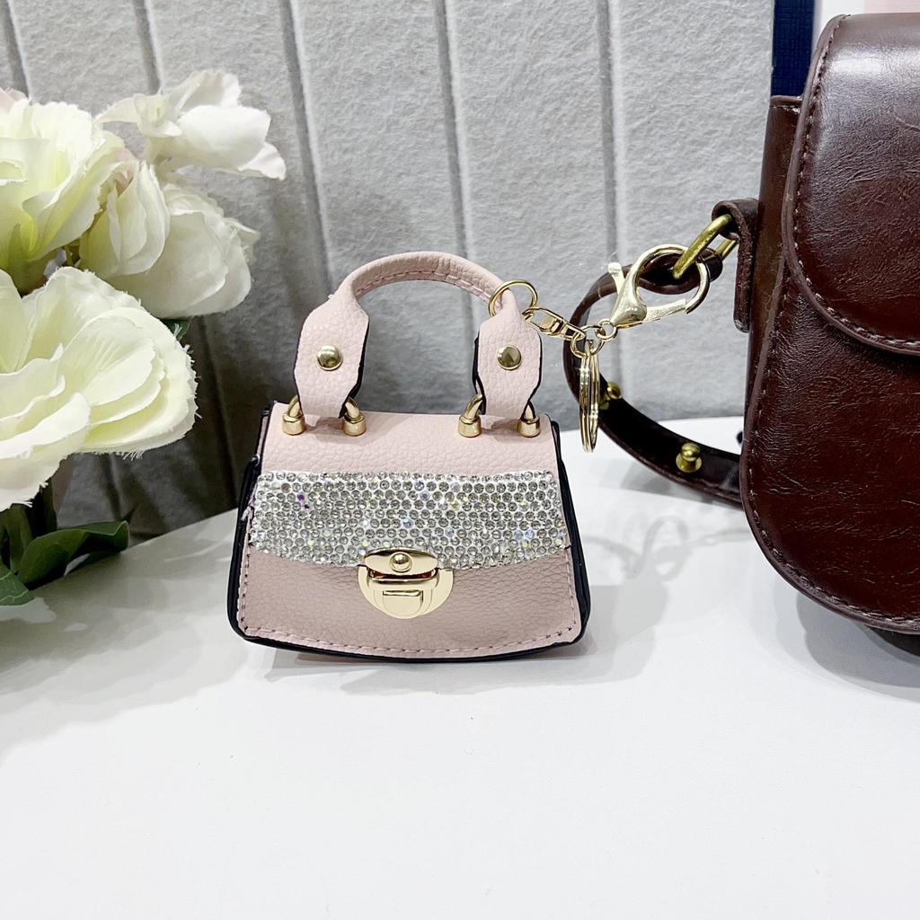 Elegant Diamond Mini Bag Charm: High-End Versatile Keychain and Earphone Pendant