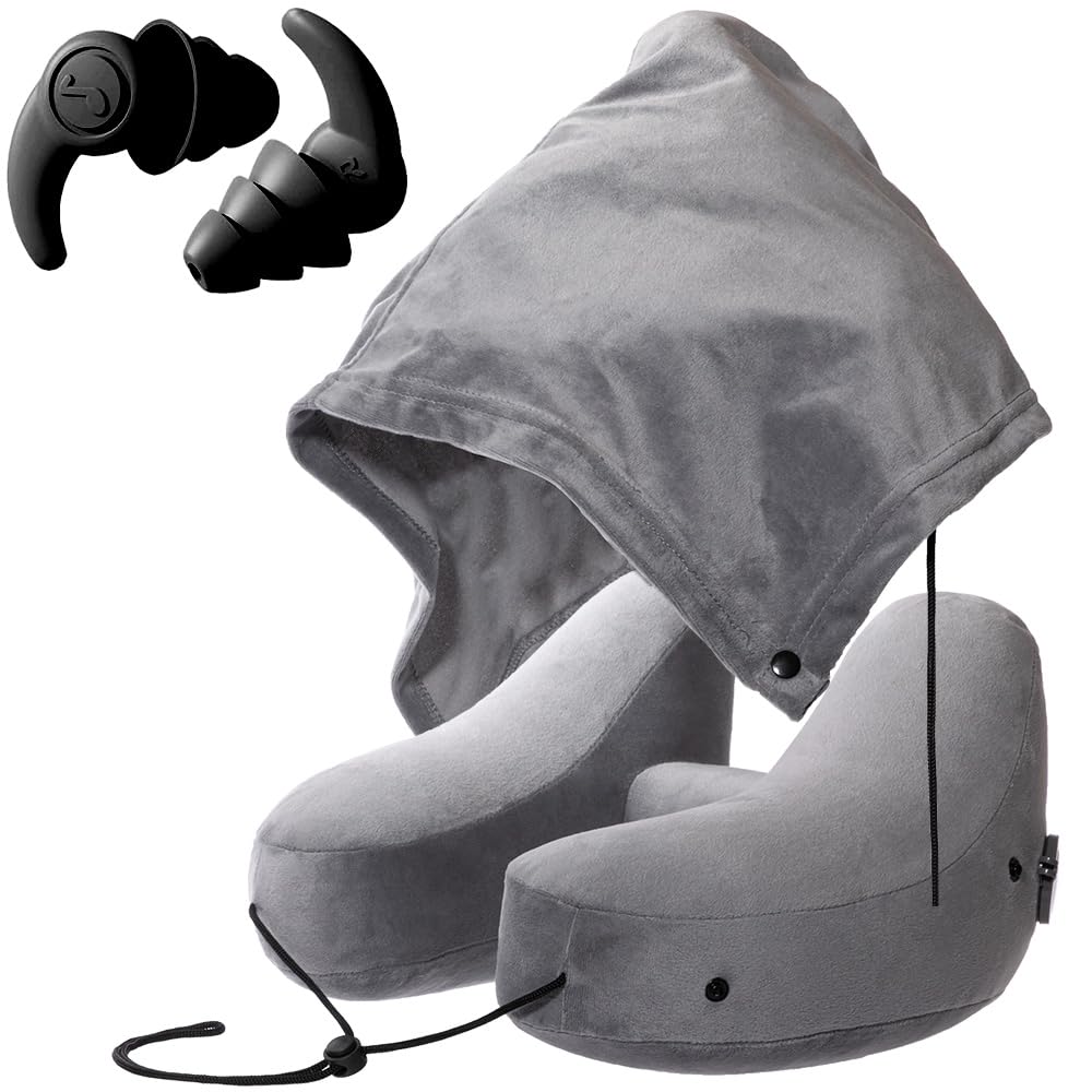 by a current flight Neck pillow for neck pillow for velour hooded neck pillow [Supervised attendant] travel, air-filled airplanes, fabric,