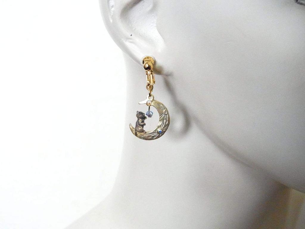 Palnart Poc Earrings Palnart Poc Cat Animal Cute Crescent Moon Accessories Jewelry Gift Women Female Girl Star Motif Birthday Star Flower 20s 30s Cute