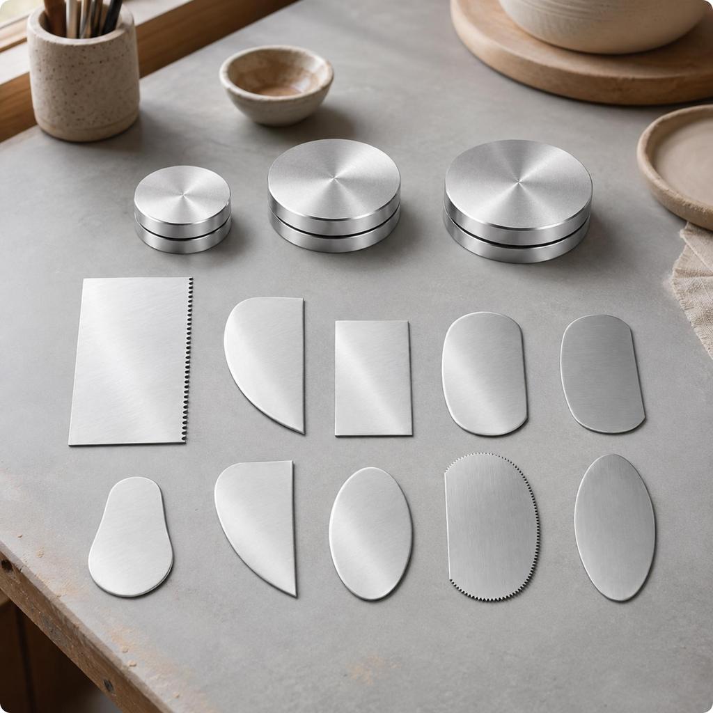 13 Pieces Metal Pottery Tool Set Multi-Purpose for Studio Makers, Hobby Artists
